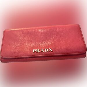 Pink Prada leather wallet